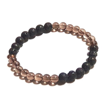Overhead view of Handmade Nurturing Bracelet – Smokey Quartz & Lava Stone for Wellbeing on white background